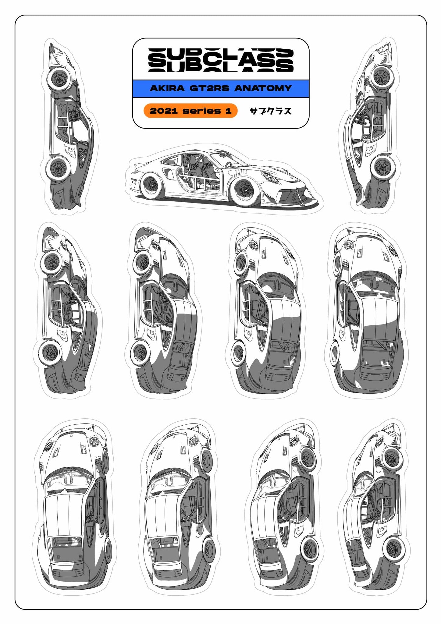 GT2RS Anatomy Series Stickers